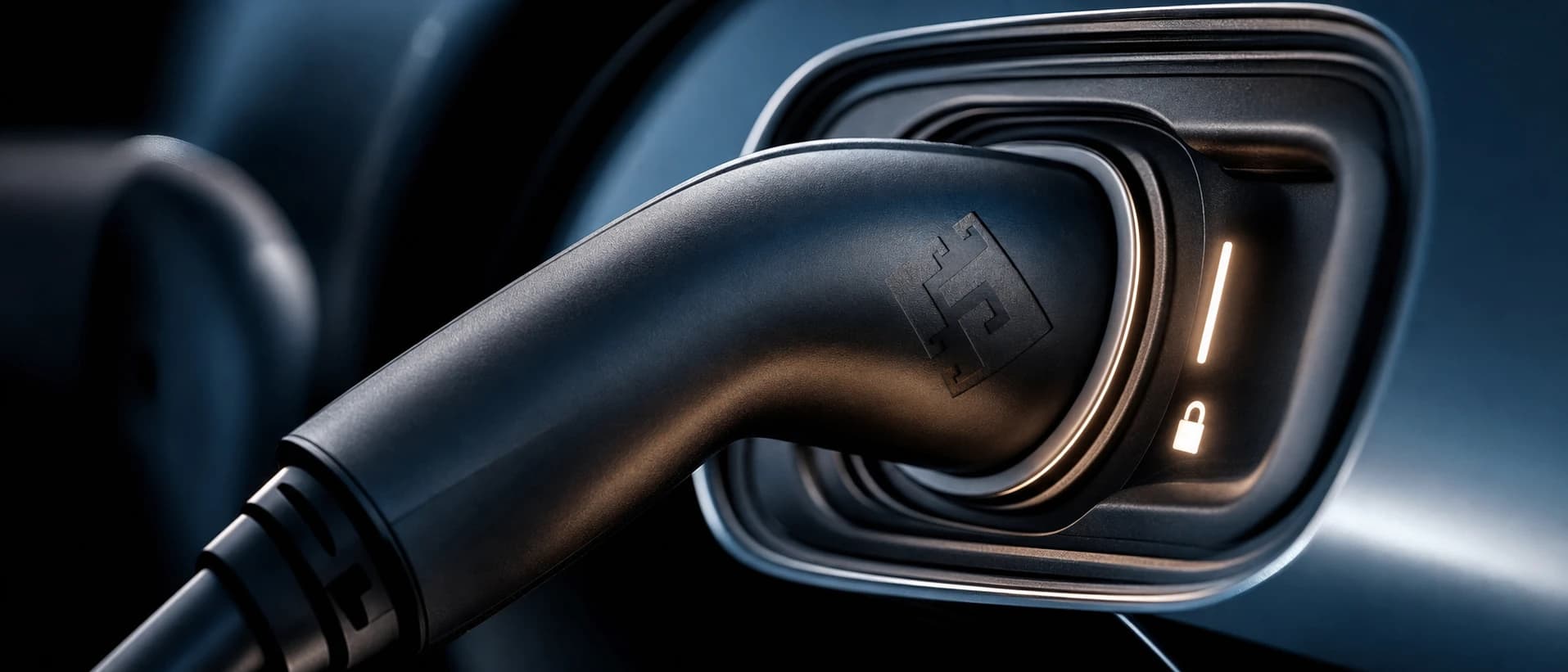 EV charging connector locking into a port